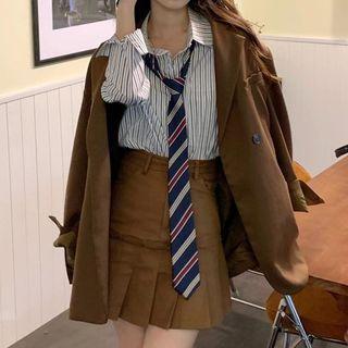 Long-sleeve Striped Shirt / Necktie