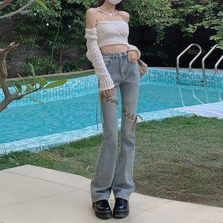 Lace Up Flared Jeans (various Designs)