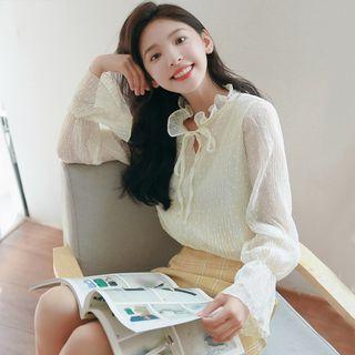 Lace-up Blouse Almond - One Size