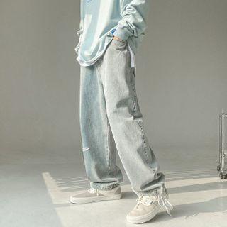 Wide-leg Tie Cuff Jeans
