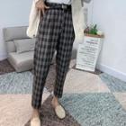Belted Cropped Plaid Pants