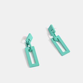 Resin Rectangle Dangle Earring 1 Pair - Aqua Green - One Size