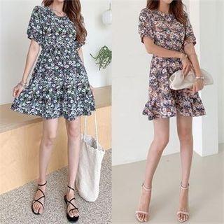 Frill-hem Floral Minidress