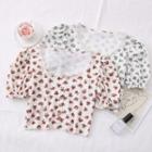 Lace-trim Floral Crop T-shirt