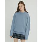 Snug Club Heart-embroidered Knit Top Light Blue - One Size