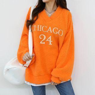 V-neck Letter Dumble Pullover