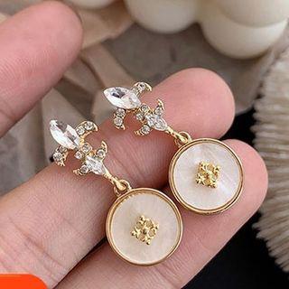 Shell Disc Stud Earring / Clip-on Earring