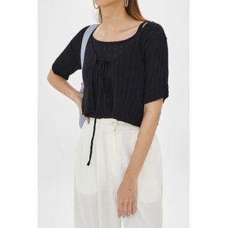 Knit Set: Tie-front Cardigan + Sleeveless Top