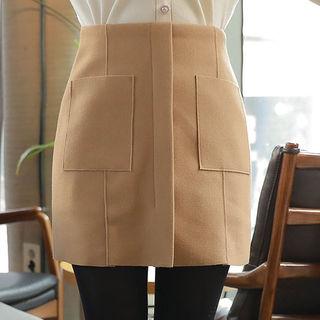 Patch-pocket Seam-trim Miniskirt