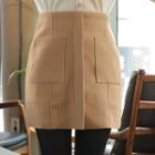 Patch-pocket Seam-trim Miniskirt