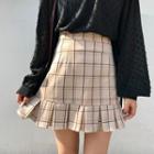 Mini Plaid A-line Skirt / Wide Leg Denim Shorts