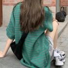 Short-sleeve Striped Oversized T-shirt
