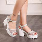 Mesh Platform Chunky Heel Sandals