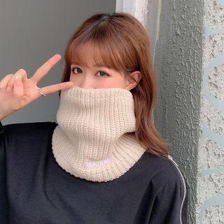 Letter Embroidered Knit Scarf