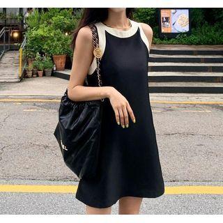 Color Block A-line Tank Dress Black - One Size