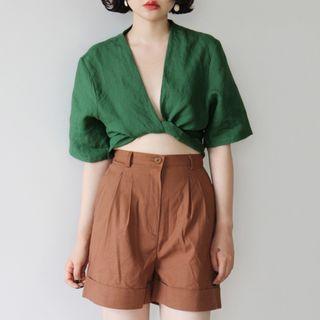 Tie Waist Short-sleeve Top / Shorts