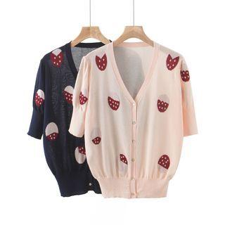 Short-sleeve Fruit Jacquard Knit Top