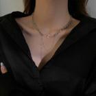 Safety Pin Chain Layered Necklace Silver - One Size