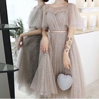 Bell Sleeve Sequined Mesh A-line Cocktail Dress