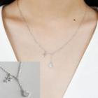 925 Sterling Silver Moon & Star Necklace 925 Sterling Silver - Platinum Plating - One Size