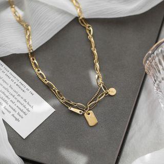 Titanium Steel Square Necklace  - Golden