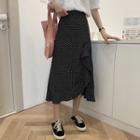 Polka Dot Ruffled A-line Midi Skirt Black - One Size
