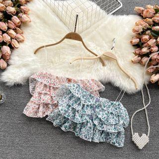 Ruffle Floral Suspender Top