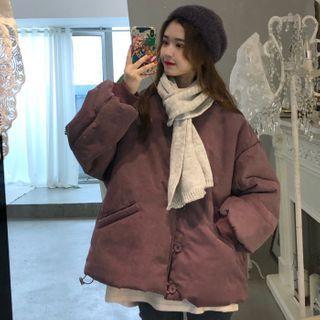 Padded Button Coat Purple - One Size