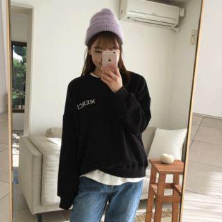 Merci Letter-embroidered Loose-fit Pullover