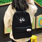 Face Embroidered Nylon Backpack