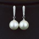 Faux Pearl Ear Stud 1 Pair - S925 Silver Stud - White Gold - One Size