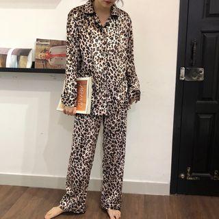 Set: Leopard Print Shirt + Pants Set - Shirt - Leopard - One Size / Pants - Leopard - One Size