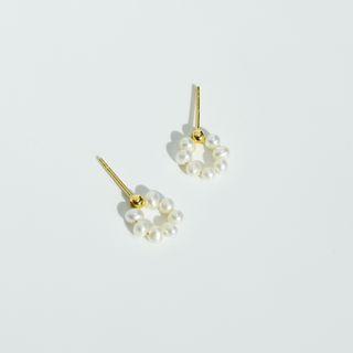 Fresh-water Pearl Hoop Earring Gold - One Size