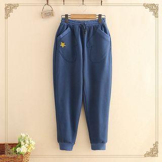 Star Embroidered Drawstring Pants