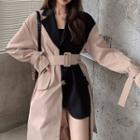 Color Panel Trench Jacket Nude & Black - One Size