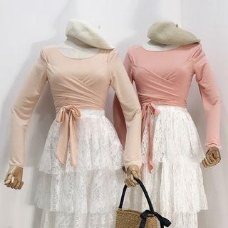Bow Waist Long-sleeve T-shirt