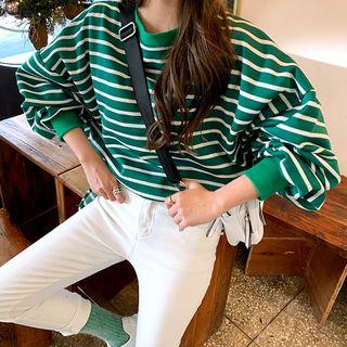 Dip-back Oversized Stripe Pullover