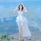 Plain Spaghetti Strap High Low Dress