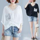 V-neck Wide Short-sleeve T-shirt