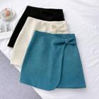 Bow Accent Corduroy A-line Skirt