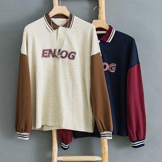 Lettering Polo-neck Pullover