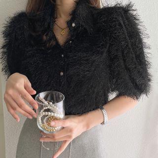 Short-sleeve Fluffy Blouse