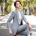One-button Blazer / Straight-leg Dress Pants / Set