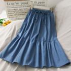 Drawstring High-waist Mermaid Midi Skirt
