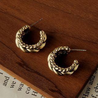 Hoop Stud Earring 1 Pair - 1995 - Dark Gold - One Size