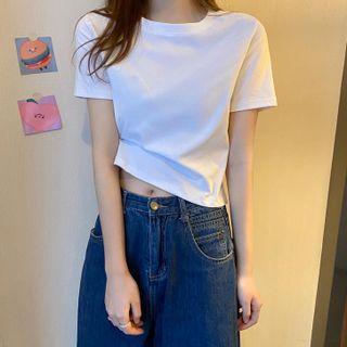 Plain Cropped Loose-fit T-shirt
