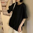 Short-sleeve Double Ruffle Trim T-shirt