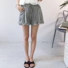 Frill Tie-waist Loose-fit Wide-leg Sheath Shorts