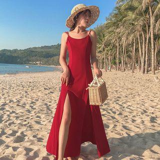 Chiffon Plain Spaghetti-strap Dress