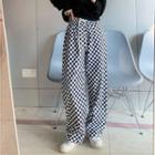 Checkerboard Wide-leg Pants Check - Black & White - One Size